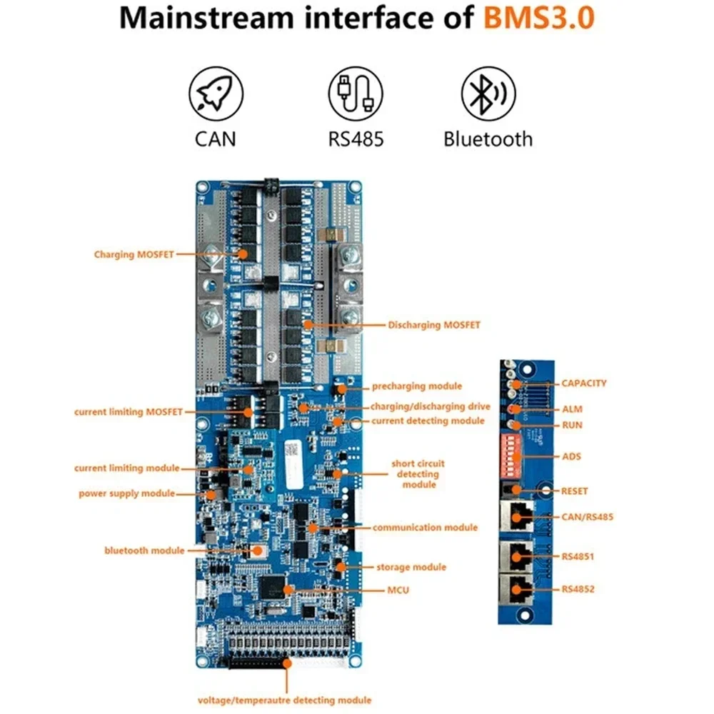 seplos bms 3.0 Smart 100A/150A/200A 24 В/48 В 13S 14S 8S 15S 16S LFP с Bluetooth ЖК-экраном BMS литий-ионный