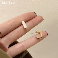 mihan 925 silver needle trendy jewelry white enamel earrings popular design simply drop earrings for women party gifts