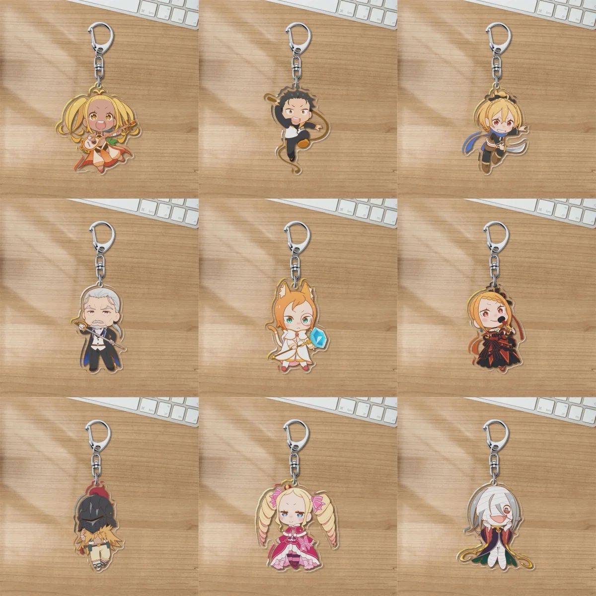 Фото 6 см Re:ZERO -Почещение жизни в другом мире, акриловый брелок с характерными персонажами, орнамент, коллекция аксессуаров №1