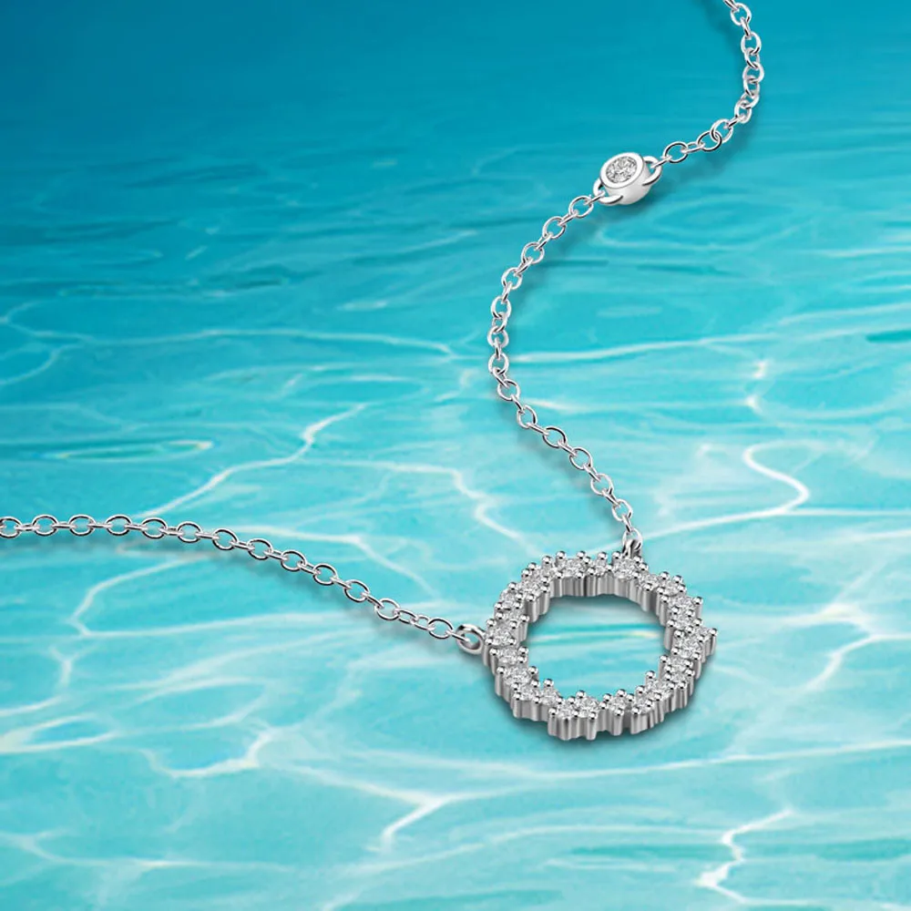 

Blue Sea Legend Style Lady 925 Sterling Silver Necklace Shiny Zircon Round Pendant Charming Woman Jewelry Gift Wholesale