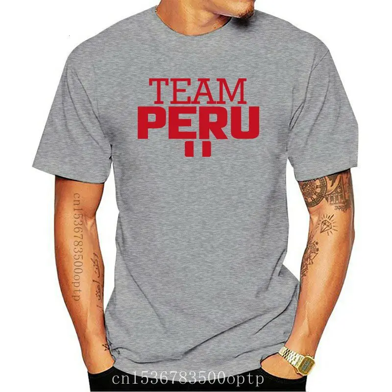 

Camiseta de manga corta con cuello redondo para hombre, Camisa de algodón con estampado 3D de fútbol del equipo Peru, nueva marc