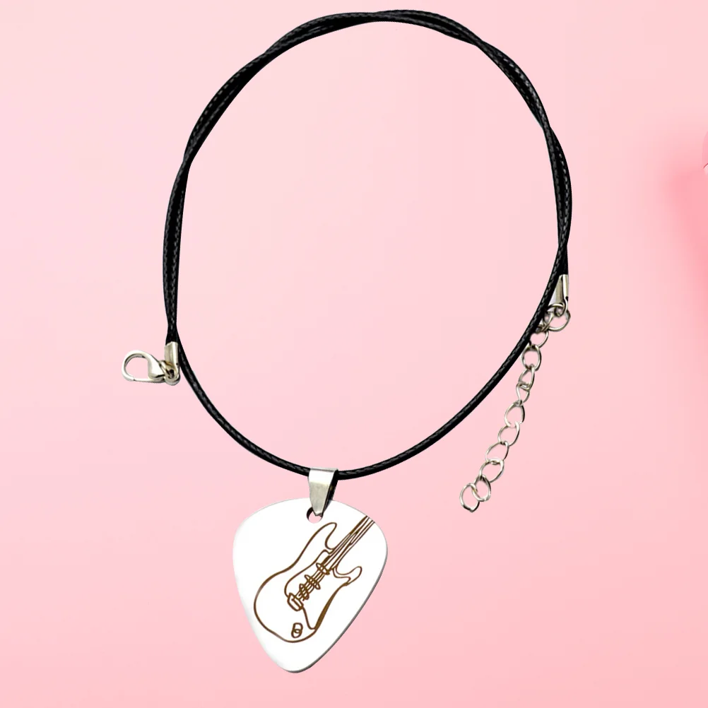 

Stainless Steel Necklace Women Guitar Pick Pu Hip Hop Plain Extender Man