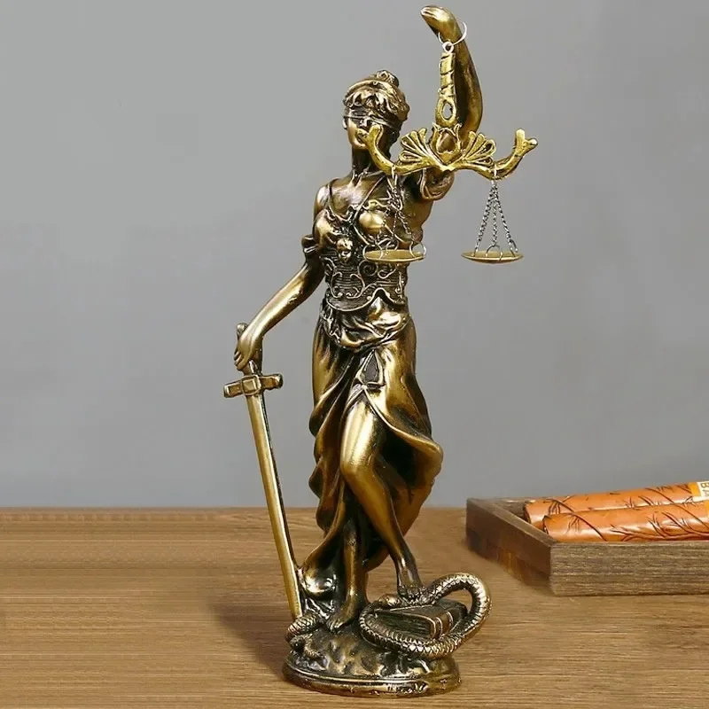 Фото Aqumotic Греция Justitia Justice Fair Goddess Ретро ремесло аксессуары для дома украшения Европейская креативная ретро-скульптура для кафе №4