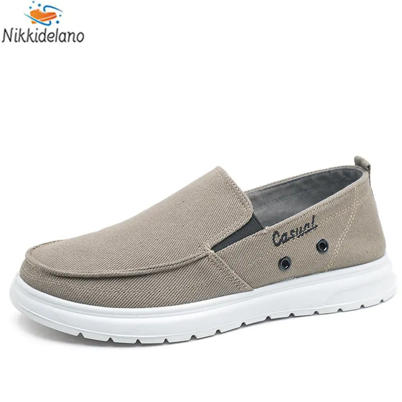 

2023 Summer Men's Canvas Shoes Fashion Slip on Flat Casual Sneakers Male Light Soft Sole Large Size Footwear Zapatillas Hombre