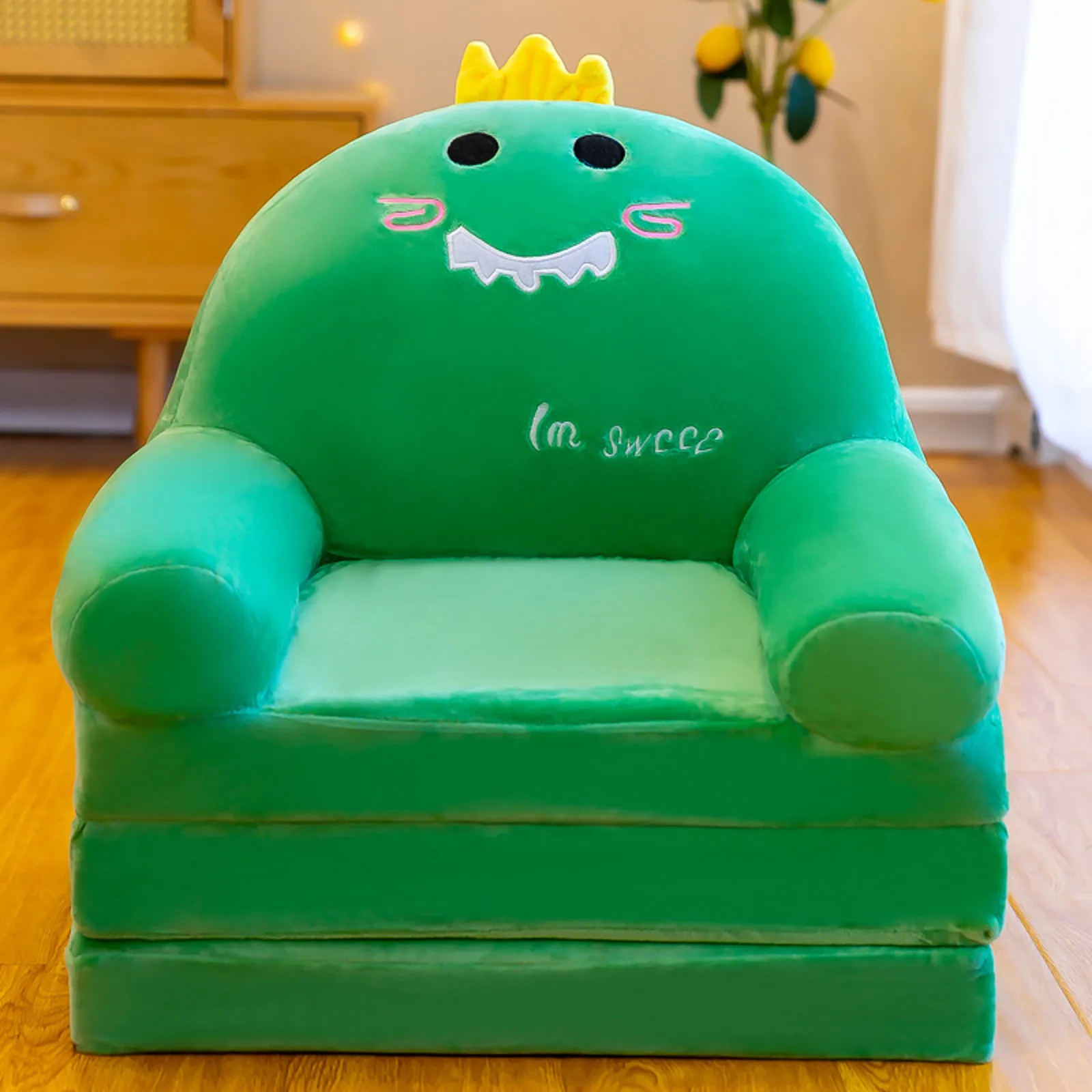 

Chair Back Supports Plush Foldable Kids Sofa Backrest Armchair 2 In 1 Foldable Children Sofa Cute Cartoon Lazy Sofa Children