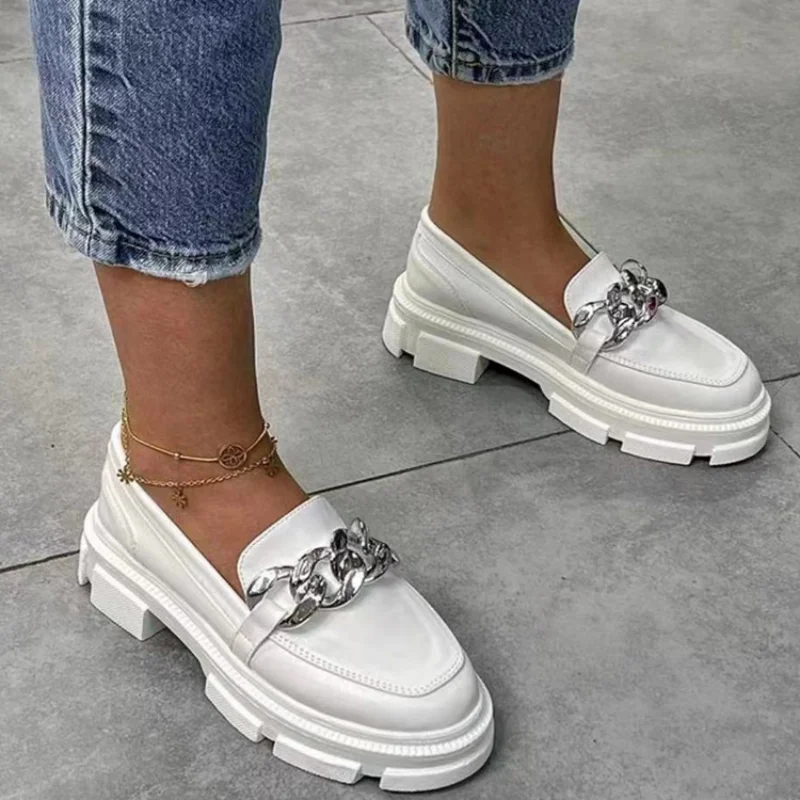 

Кроссовки женские на платформе, повседневная обувь с цепочкой, лоферы, прогулочная спортивная обувь