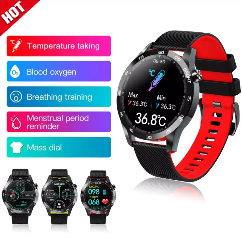 

F22L Smart Watch Men 1.54 Body Temperature Breathing Training Blood Oximeter Heart Rate Sports Fitness Watch IP67 Waterproof