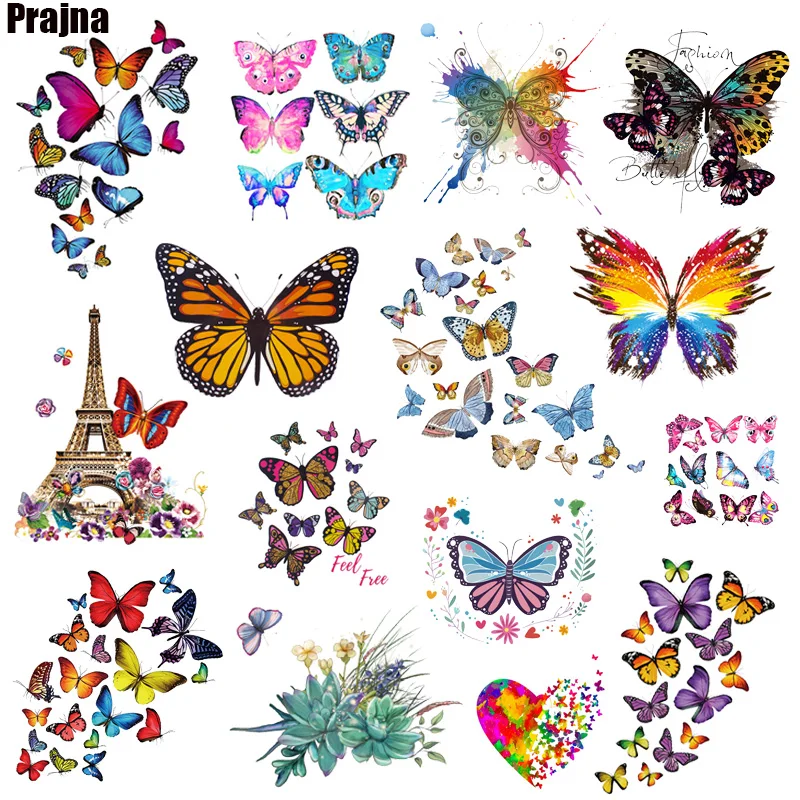 

Colorful Fashion Butterfly Iron-On Transfers Patches For Clothing T Shirt DIY Heat Transfer Thermo Stickers Clothing Patch