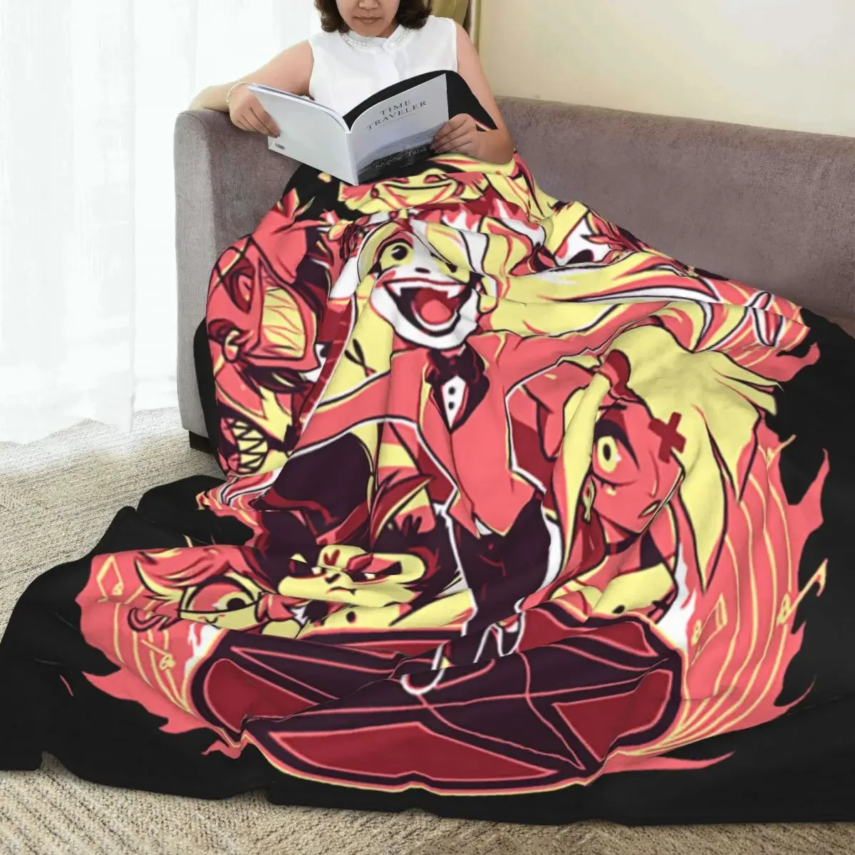 Плюшевое одеяло из кораллового флиса Hazbin Hotels с радио и демоном для кровати