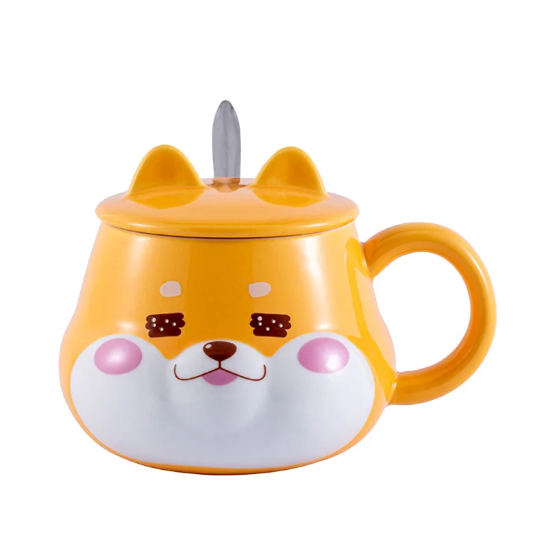 Креативная Керамическая Кофейная Чашка С Крышкой Siba-inu Design Милый Чайник Для Воды