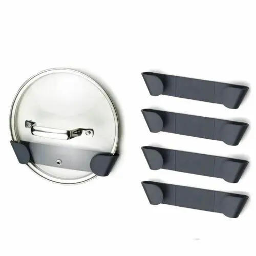 

4pcs Pot Pan Lid Rack Clip Cooker Pot Cover Frame Stand For Storing Pot Lids Dishes Storage Organizer Holder Wall Installed