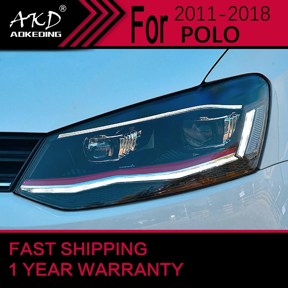 

Автомобильные фары для Vw Polo, фары 2011-2018, передняя фара Drl, объектив проектора, автомобильные аксессуары