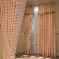 flower pastoral style pink plaid curtains new living room bedroom girls boys kids children princess wind bay window high shading