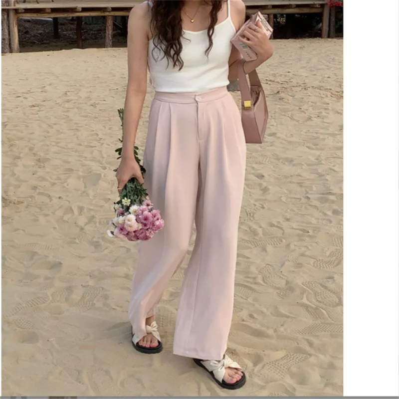 

[Wang fried upgrade version] wide-leg pants spring new drape loose straight casual suit pants Q5141