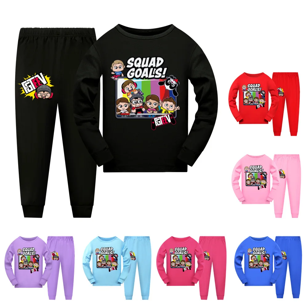 

Fgteev Girls Pajamas Anime Boys Full Sleeve T Shirt Pants Suit Teen Kids Homewear Clothes Sets Baby Fashion Sleepwear