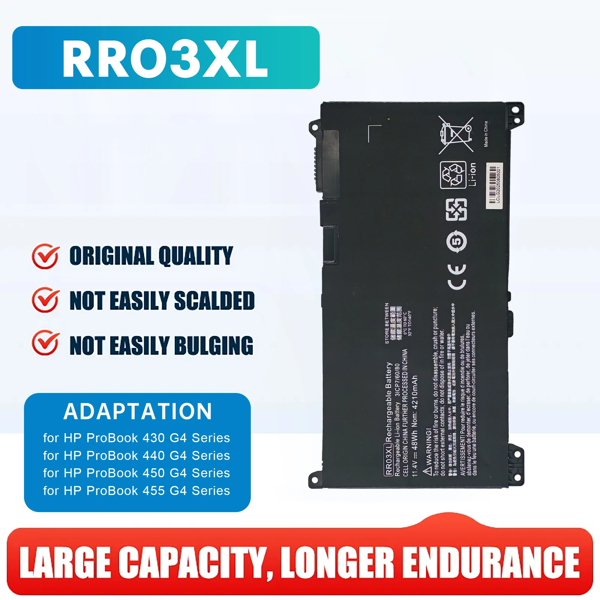 Фото Аккумулятор для ноутбука RR03XL для HP ProBook 430 440 450 455 470 G4 G5 HSTNN-PB6W HSTNN-UB7C HSTNN-LB71 №2