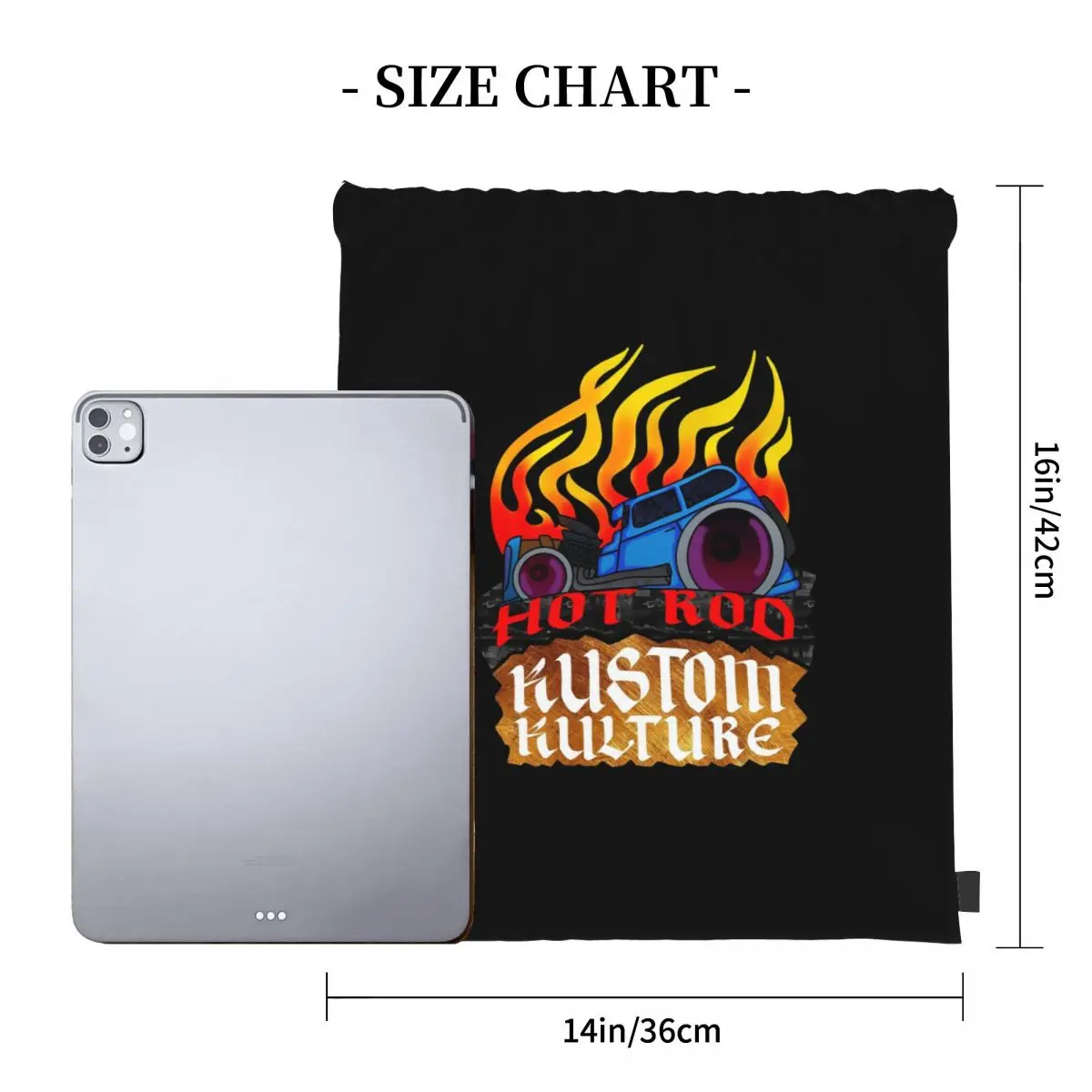 Фото Рюкзаки Hot Rod Kustom Kulture, модные сумки на шнурке, сумки для хранения, сумки для книг для мужчин, женщин, студентов №3