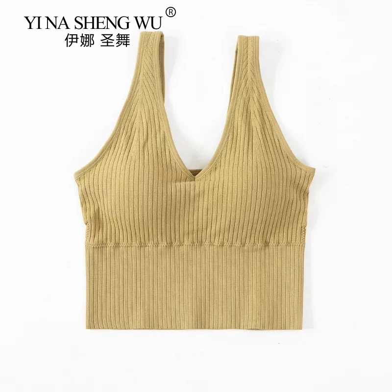 Топ женский спортивный для йоги пикантный бюстгальтер с чашками пуш-ап бега и