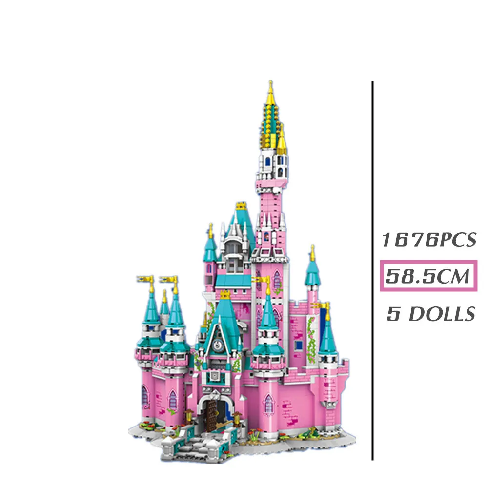 

New 1676PCS Disney Castle Mickey Minnie Donald Duck Fairy Princess Friends Girls Building Blocks Bricks Toys Kid Gift