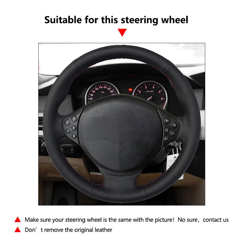 Черно-синяя линия с синей полосой Автомобильный руль замшевый кожаный чехол