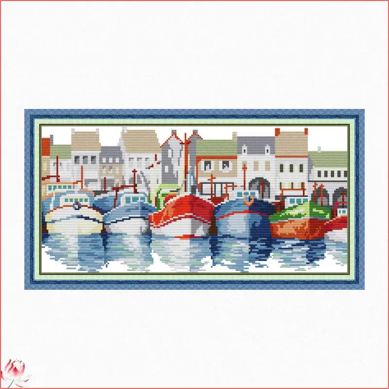 

Joy Sunday Colourful Sailboat Counted Cross Stitch Kits DIY Handmade 11CT 14CT Stamped Embroidery Needlework Home Deco Crafts