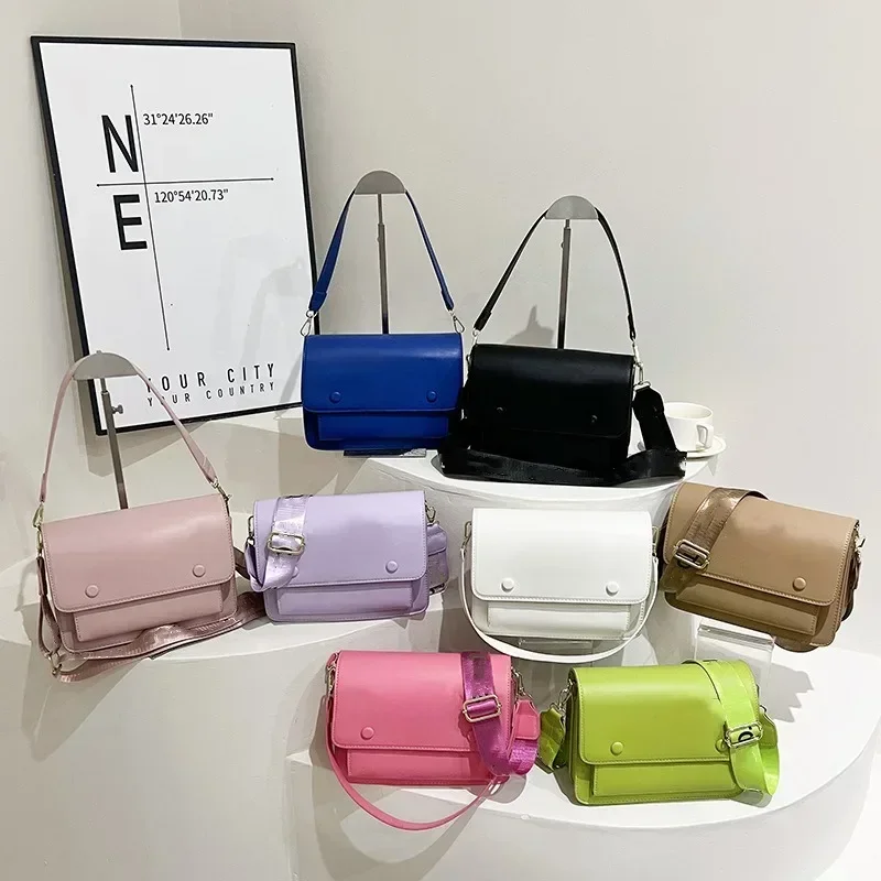 Новая модная женская сумка через плечо классическая простая однотонная