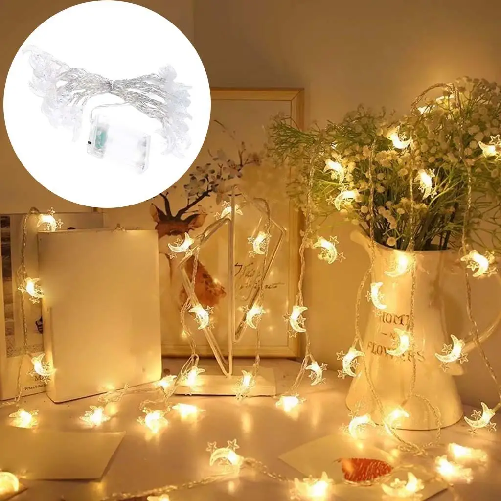 

СВЕТОДИОДНАЯ Гирлянда в виде Луны и звезд, яркий светильник для дома, Рамадан, кареем, мусульманский исламский Декор, Mubarak, ИД, подарки