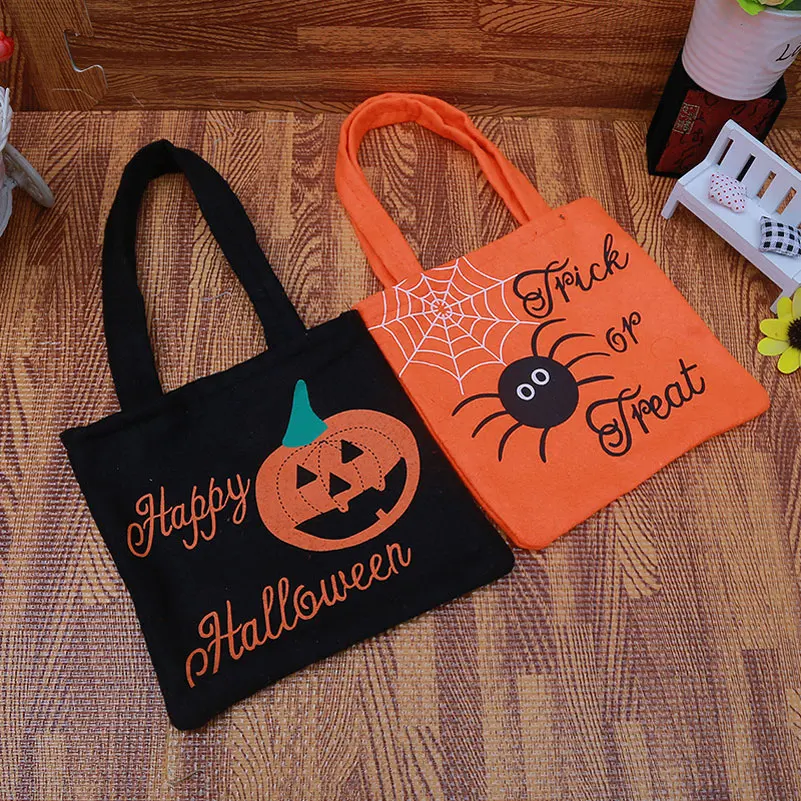 

Halloween Pumpkin Candy Bags Spider Trick or Treat Non-Woven Tote Goodies Toy Bag Happy Halloween Party Favors Gift bagsSupplies