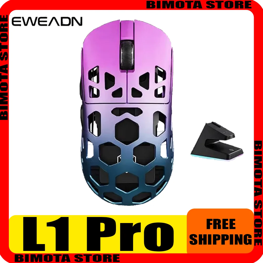 EWEADN L1Pro Tri Mode PAW3395 Легкая полая игровая мышь из сплава для киберспорта Двойной