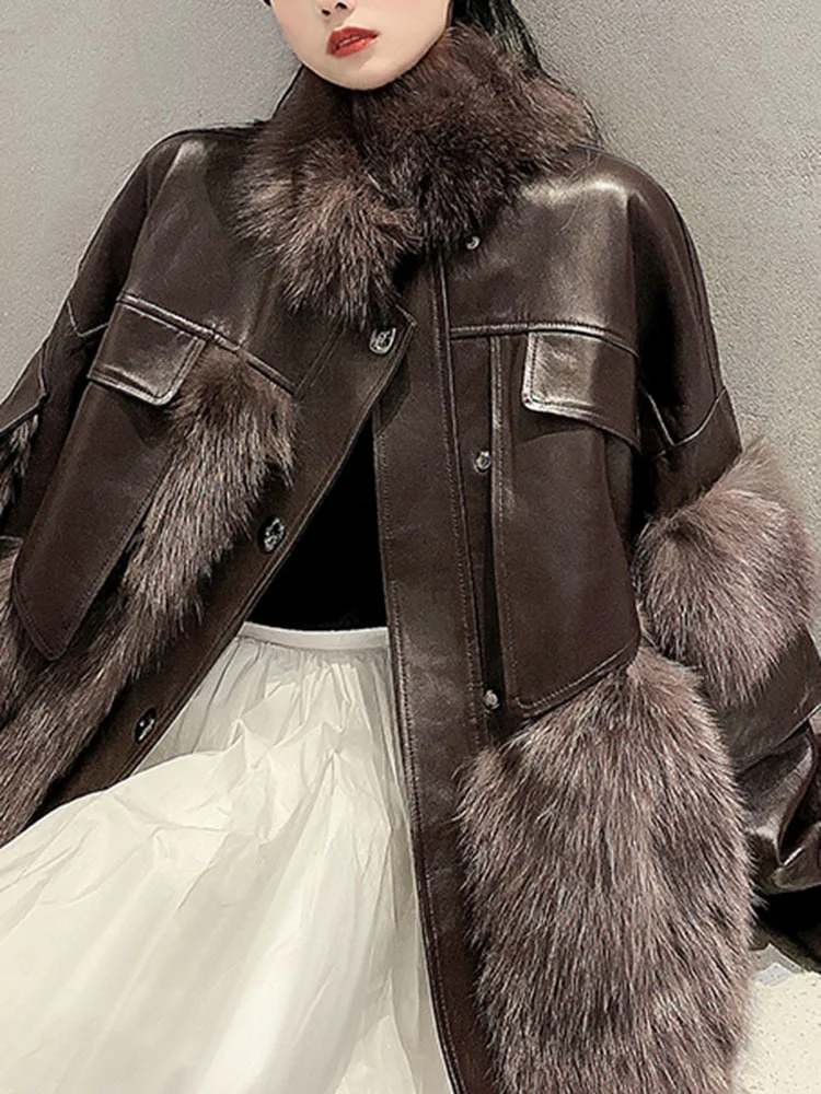 Женское пальто BZVW осень-зима 2023 винтажное меховое с карманами для офиса женское