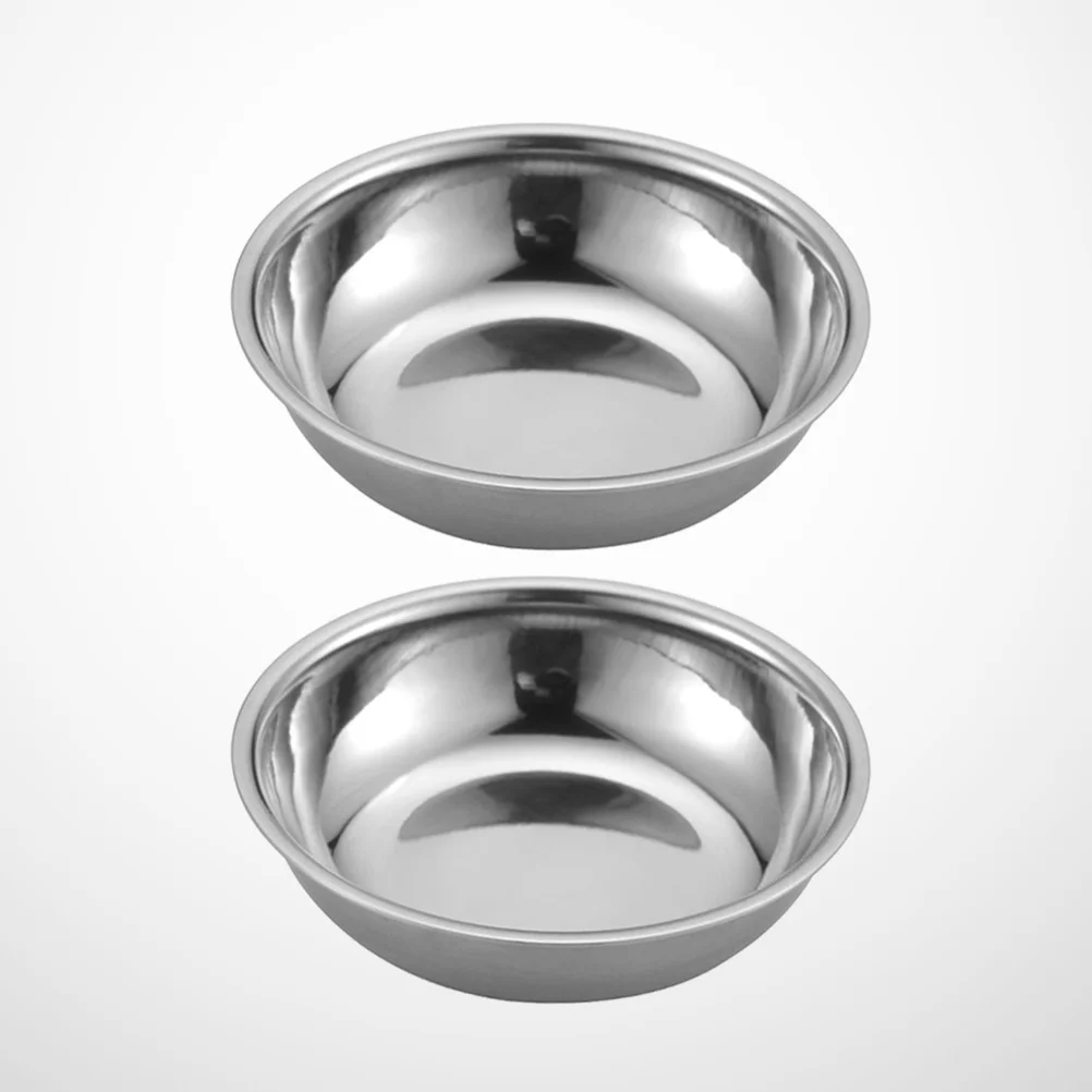 

2 pcs Sauce Dishes Round Food Dipping Stainless Steel Hot Pot Seasoning Dish for Buffet Home