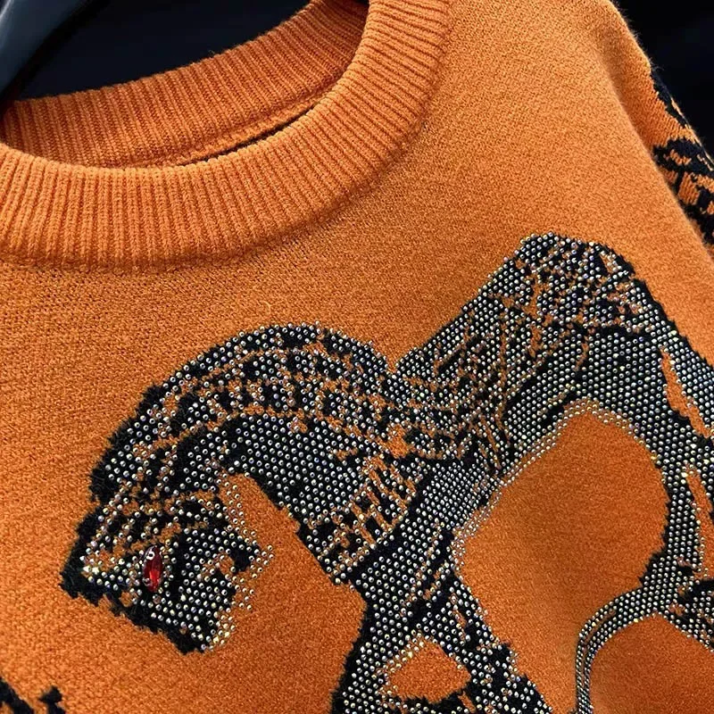Женская одежда с бриллиантами модные винтажные свитера осенне-зимние вязаные