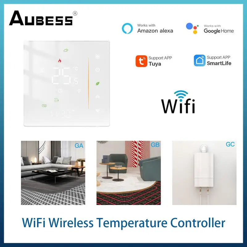 

WiFi Water/Electric Floor Heating Gas Boiler Thermostat Room Temperature Controller Supports Tuya/Smart Life App Remote Control