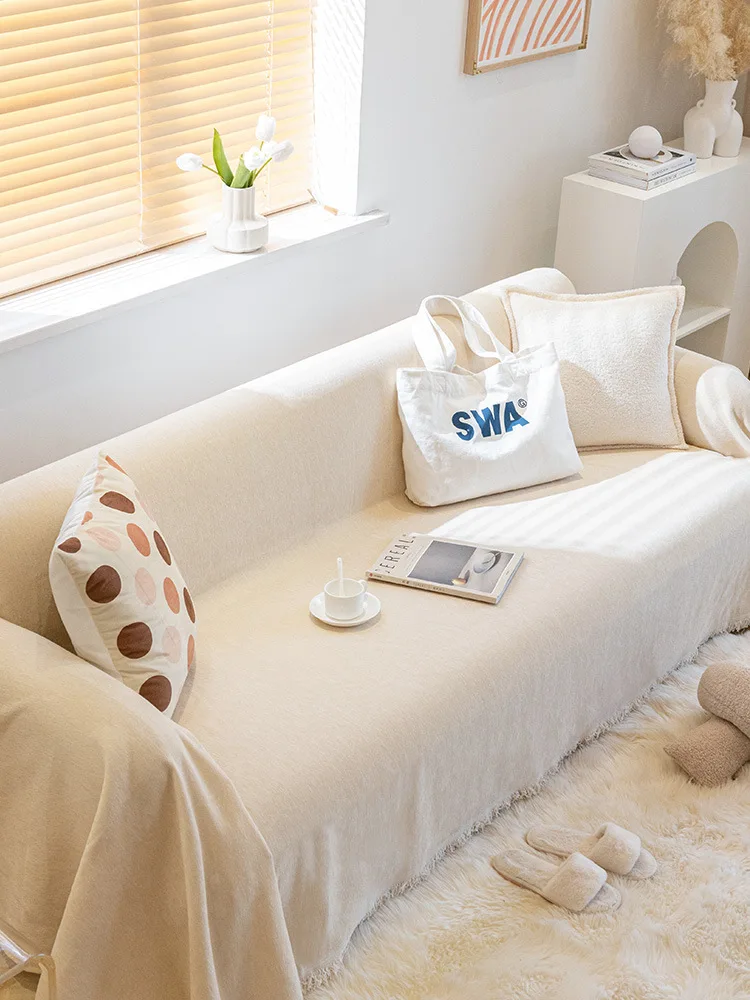 

Однотонное тканевое покрывало для дивана, синельная подушка для дивана против царапин кошек, полный разноцветный Противоскользящий чехол, современный и простой дизайн