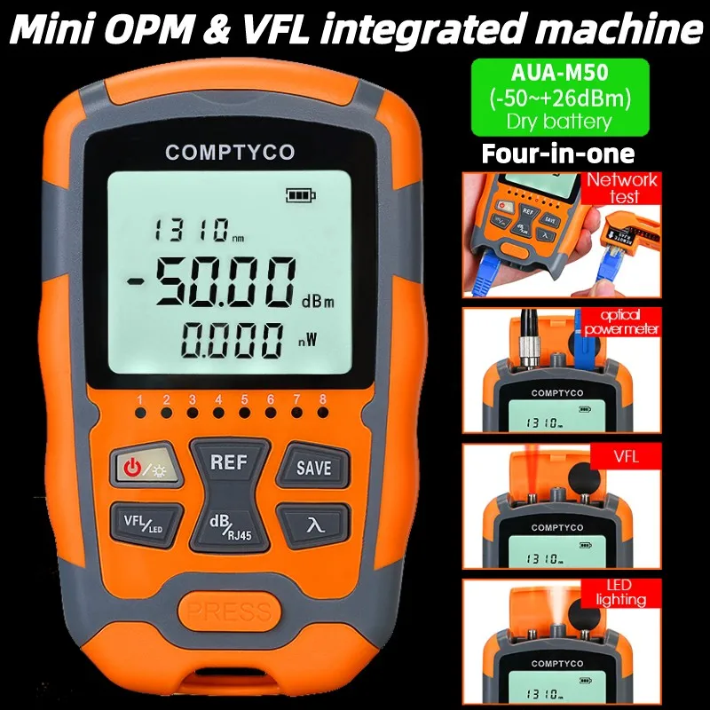 Mini Optical Power Meter -50~+26dBm&Visual Fault Locator(1/10/15/30/50mw) FTTH Fiber Optic Cable Tester Multifunction All-in-one