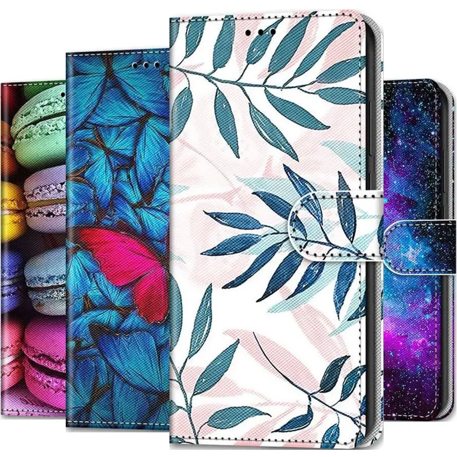 Цветной защитный чехол с рисунком для Etui Motorola Moto G9 G8 Power E7 Plus Play Plus, кожаный кошелек с отделением для карт D08F