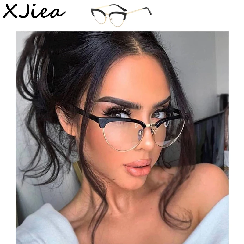 XJiea Anti Blue Light Blocking Cat Eye Glasses Women 2022 Luxury Brand Retro Eyeglasses Ladies Optical Frame Computer Goggles