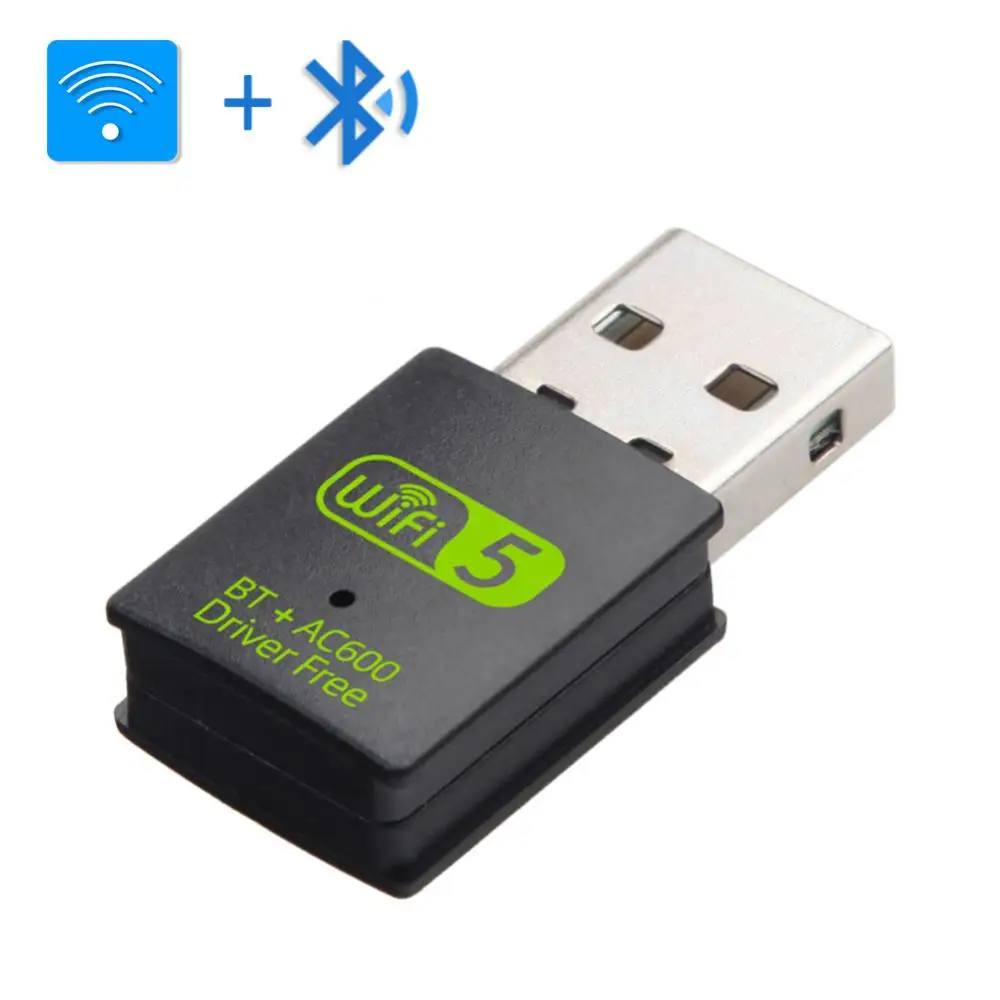 

2023 2in1 Dongle Wireless External Receiver Bluetooth Adapter 600mbps Driver Free Rtl8821cu Wifi Dongle Dual Band 2.4/5.8ghz