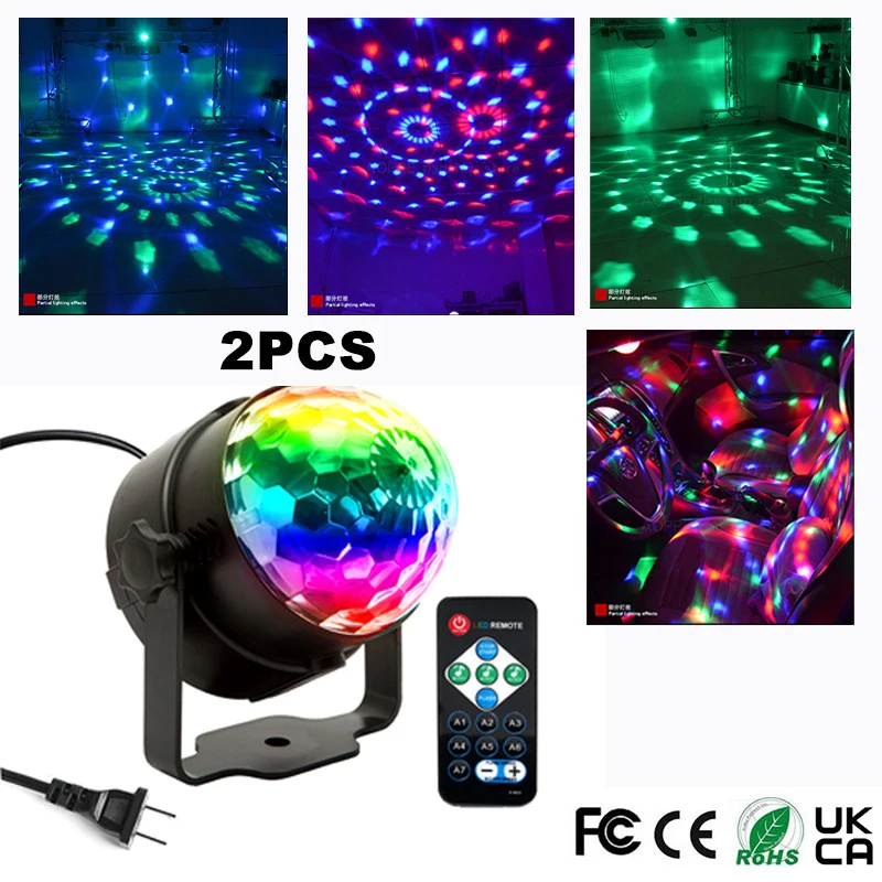

Remote Control Disco Ball Party Lights Dj RGB LED Projector Strobe Lamp Birthday Party Car Club Bar Karaoke Xmas Sound Activated