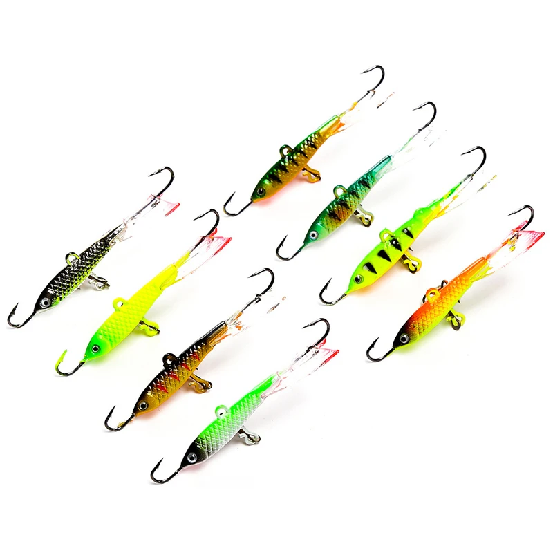 

2PCS 12g/93mm Ice Fishing Lures Winter Fishing Baits Lead Jigging Bait Hard Lure Balancer With Treble Hooks For Ice Fishing Set