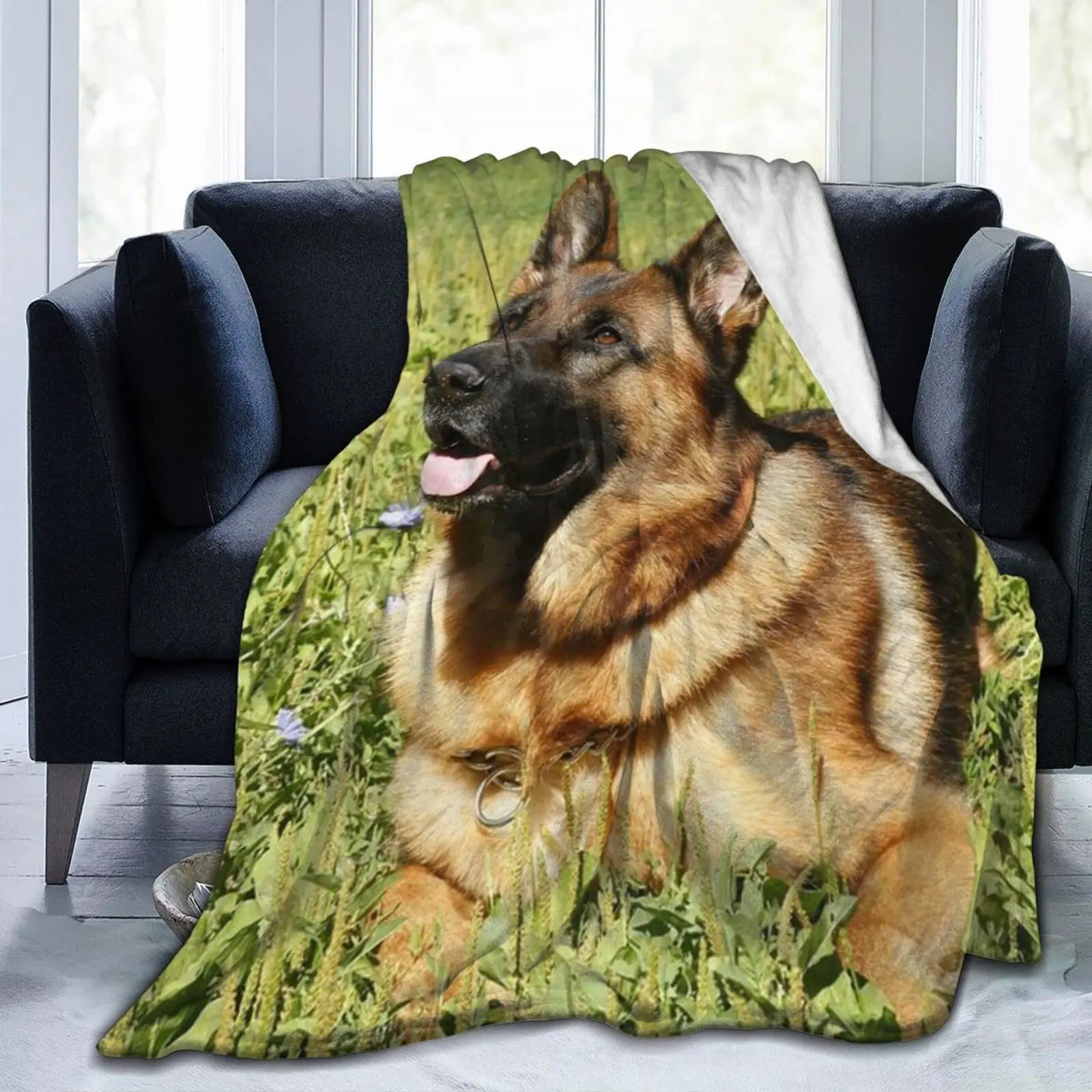 

German Shepherd Blanket Dog Bed Blankets Cozy Lightweight Soft Bedspreads Bedding for Sofa Couch Bed Home Decor Flannel Throw