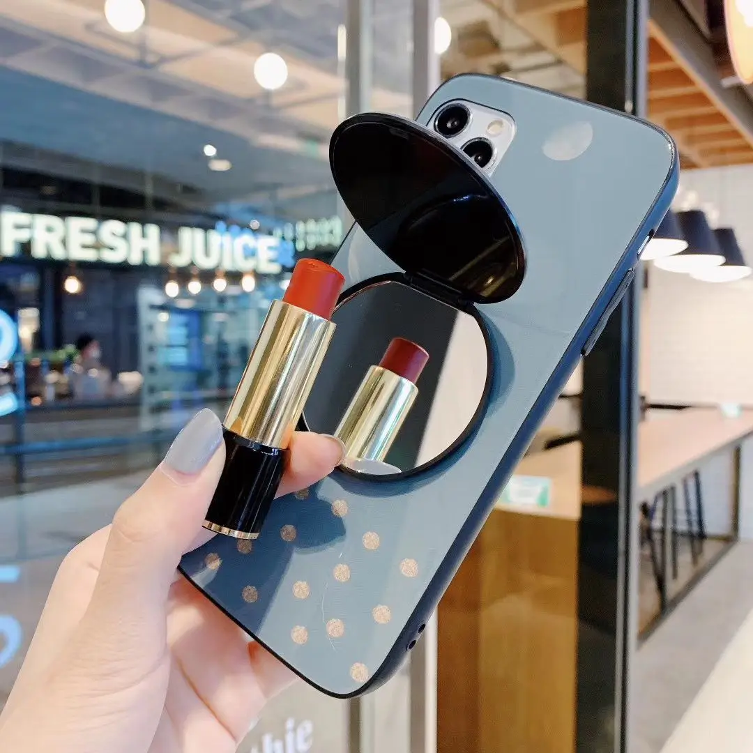 

Стеклянный зеркальный чехол для телефона Iphone 11, 12 Pro Max, XR/XS MAX, чехол 7, 8 Plus, ПУ + ТПУ, защитная задняя крышка, чехол, Женский чехол для макияжа