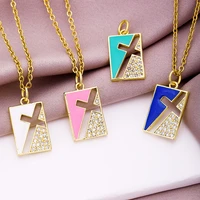 wangaiyao simple and fashionable dripping oil cross necklace female temperament all match copper inlaid zircon clavicle chain po