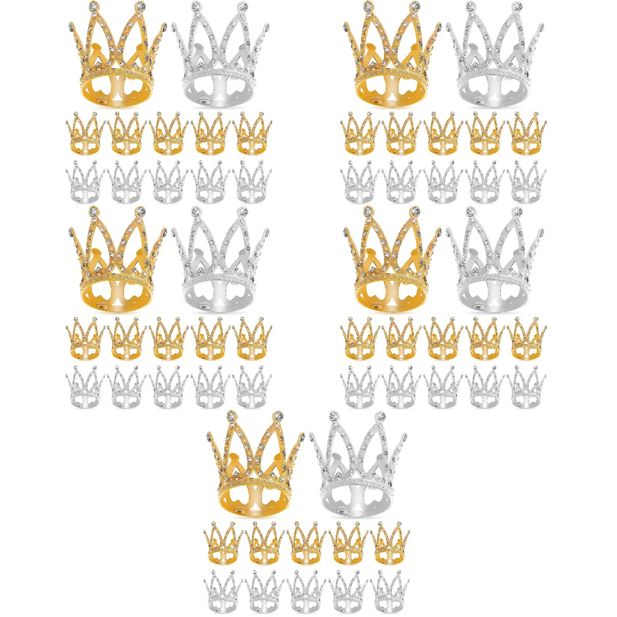 

60 Pcs Crowns Rhinestones Decorative Glitter Mini Crowns Cake Decorations Parties Supplies