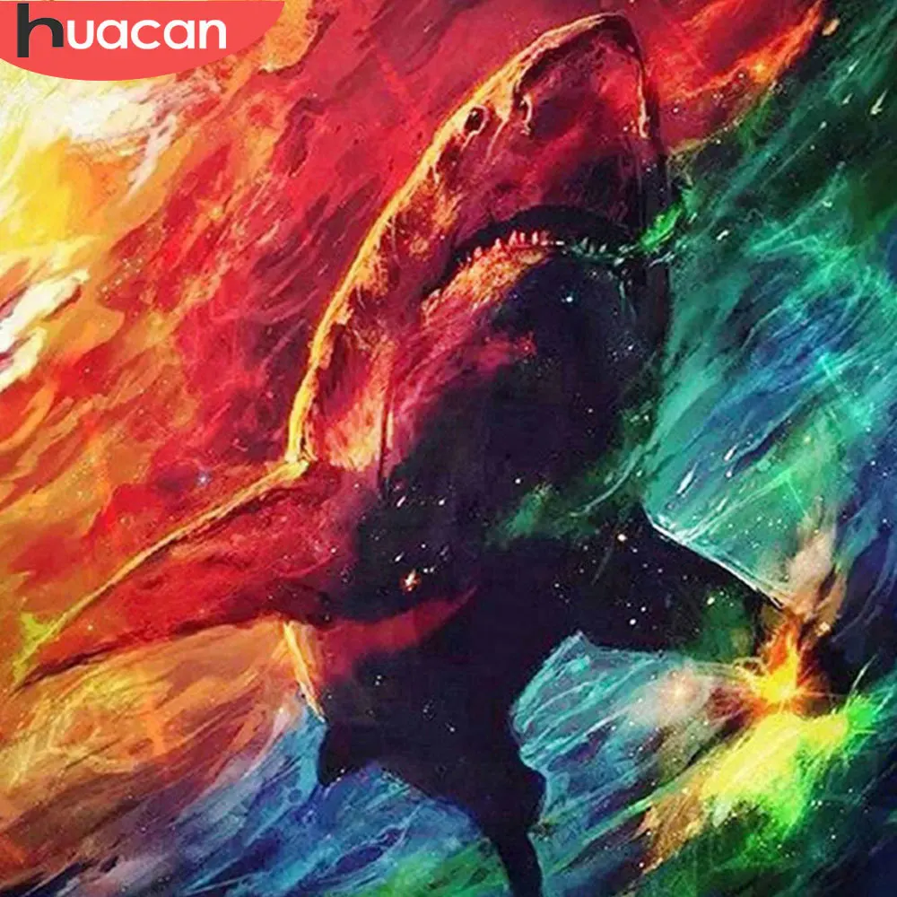 

Алмазная живопись HUACAN Shark 5D DIY Бриллиантовая мозаичная фигурка животного Full Square/Round Drill, наборы для вышивки, домашний декор