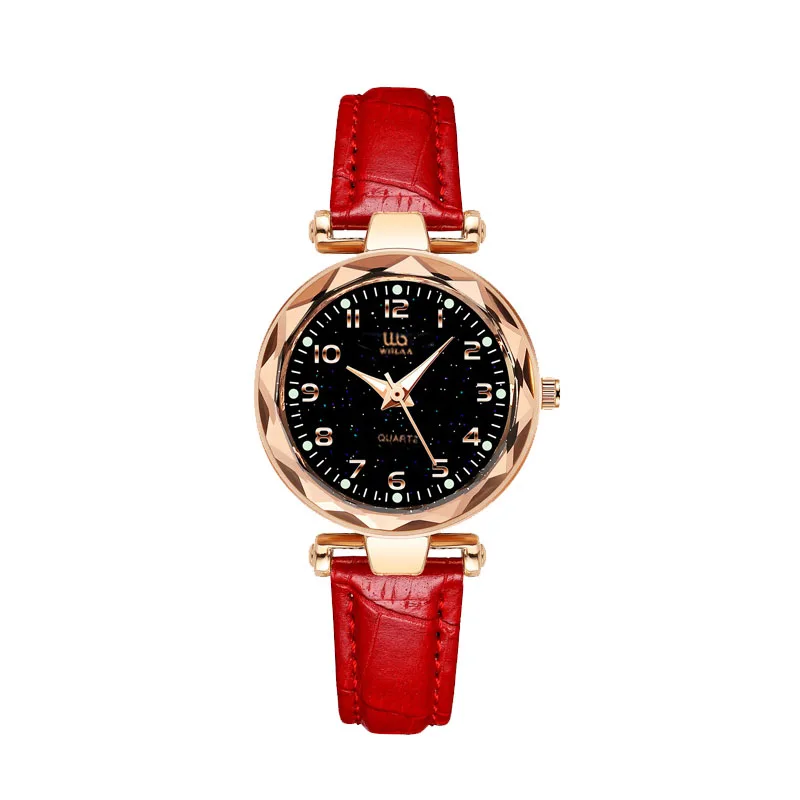 Женские наручные часы с кожаным ремешком Starry Sky розовое золото 2024