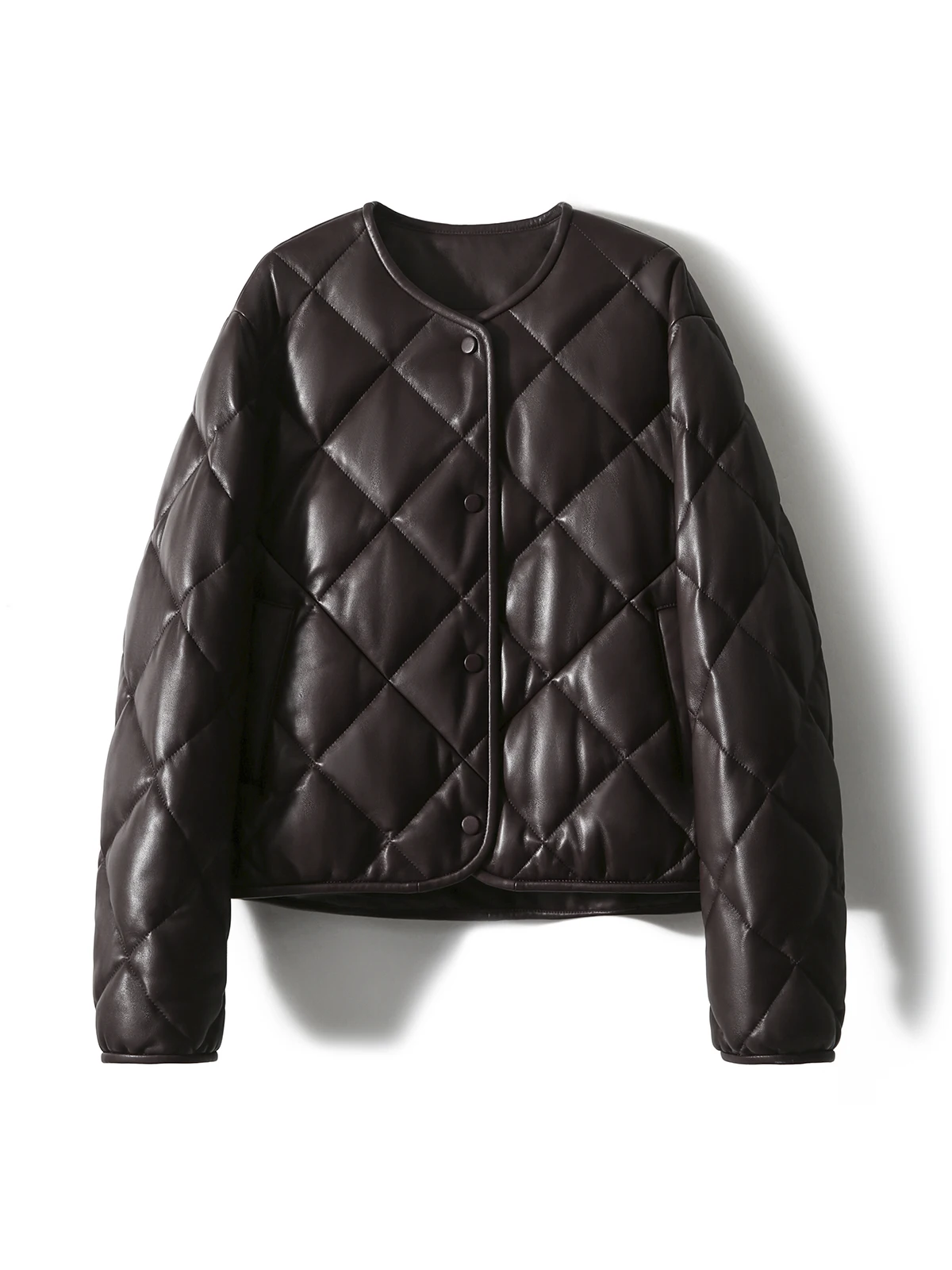 24-Year Non-Coated Leather 95 White Goose Down down Coat Diamond-Shaped Plaid Loose Short Down jacket Women...