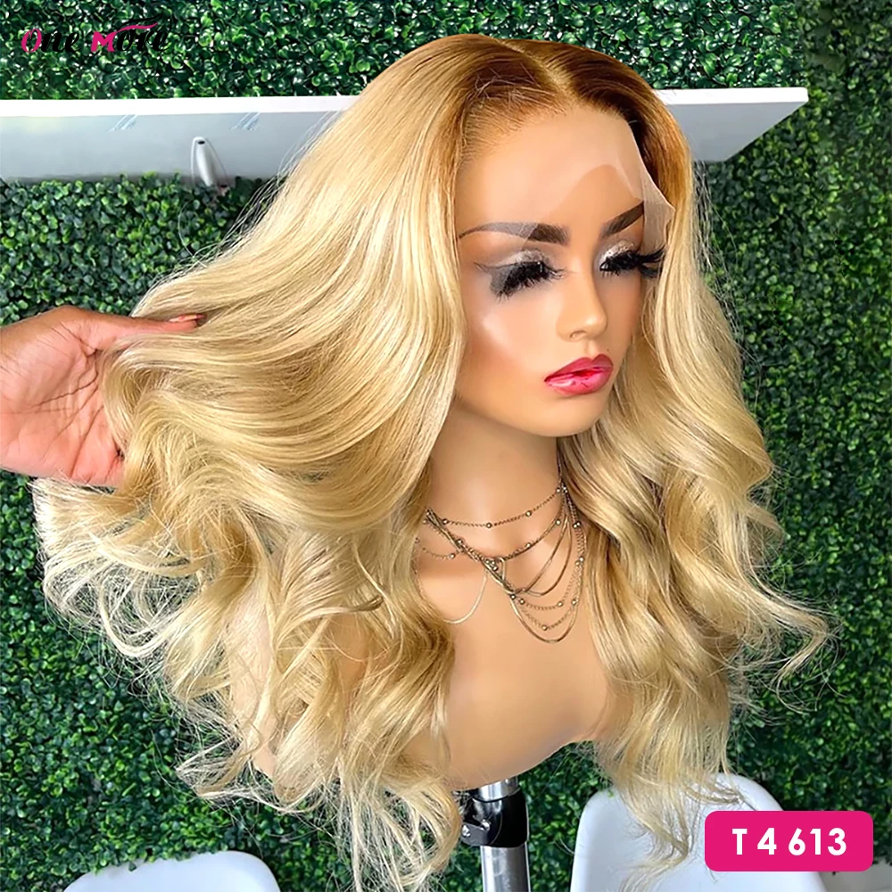 T4/613 Blonde Wig Body Wave Lace Front Wig Colored Ombre 1B 613 Human Hair Wigs For Women 13x4 HD Transparent Lace Frontal Wig