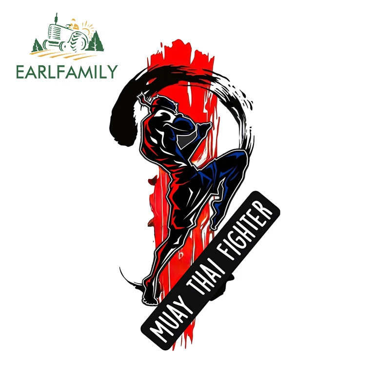 Фото EARLFAMILY Муай Тай Fighter, тонкая наклейка, защита двери автомобиля, креативная наклейка для боевых искусств, виниловый материал, индивидуальный мотоцикл №1