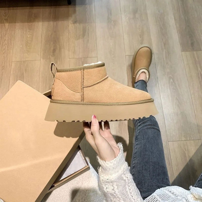 Women's Boots Winter Fur Warm Snow Boots 2023 New Casual Shoes Suede Short Plush Ankle Boots Flat Shoes Botas Mujer Women Boots